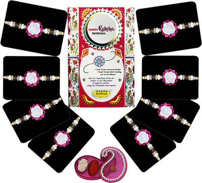 Saugat Traders Designer ST0006839 Assorted Rakhi  Set(Rakhi for Brother - Set of 8, Raksha Bandhan Greeting Card - 1, Chopra - 1)
