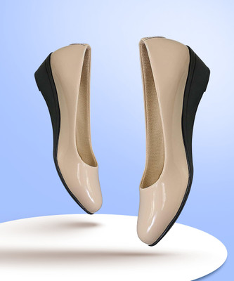 KOMOPT Women Wedges(Beige , 6)