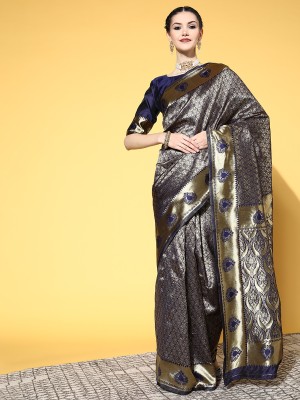 Ratnavati Digital Print Daily Wear Art Silk Saree(Dark Blue)