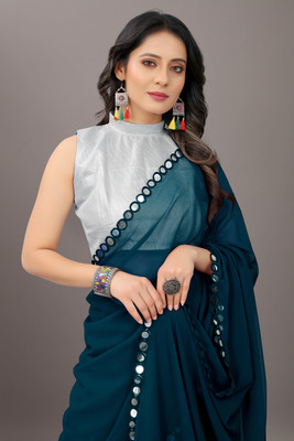 Laddu creation Georgette Embellished Blouse Material