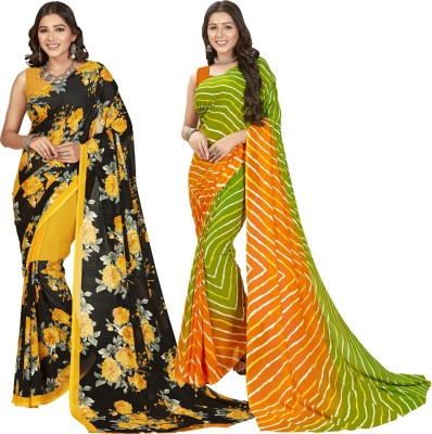 Anand Sarees Floral Print Daily Wear Georgette Saree(Pack of 2, Multicolor)