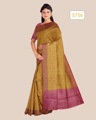 Panaya Woven Banarasi Cotton Blend Saree(Mustard)