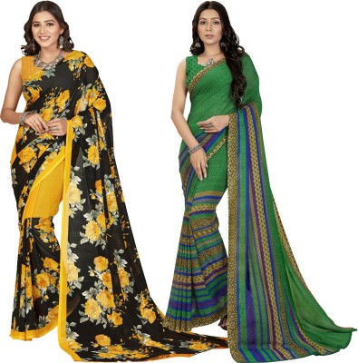 Anand Sarees Printed, Floral Print Daily Wear Georgette Saree(Pack of 2, Multicolor)