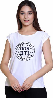 Ogarti Typography Women Round Neck White T-Shirt