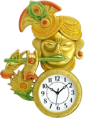 Attractionz Analog 47 cm X 34 cm Wall Clock(Gold, With Glass, Standard)