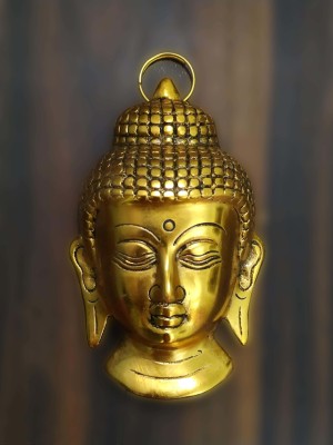 WELLWISHERS CRAFT Lord Gautam Buddha Face Religious Idols for Home,Office, Temple Gift Purpose Decorative Showpiece  -  15 cm(Metal, Gold)