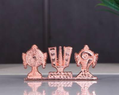KridayKraft Metal Tirupati Balaji Shankh Chakra Tilak Namah Stand for pooja room Decorative Showpiece  -  6 cm(Aluminium, Copper)