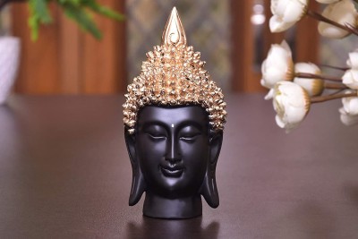 VIVARS Resin Buddha Head Statue Decorative Showpiece  -  23 cm(Polyresin, Black)