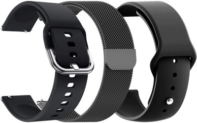 AOnes Pack of 3 Metal Chain Belt & Silicone Watch Strap for Helix By Timex Smart 2.0 Smart Watch Strap(Black)