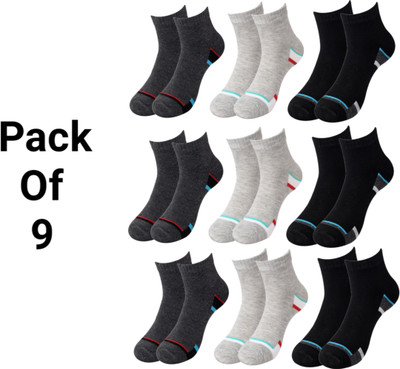 NACKJON Men & Women Self Design Ankle Length(Pack of 9)
