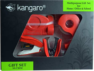 Kangaro Manual SST10M Desk Essentials SS-10M Multipurpose Gift Pack Stapler Combo Set(Set of 1, Red)