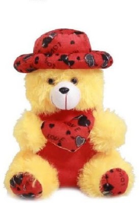 KTVerse Cute Heart Cap Teddy Bear Soft Stuffed Plush Toy Kid  - 32 cm(Yellow)