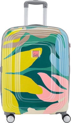 Genie Medium Check-in Suitcase (66 Cm) – Florentine Trolley Bag Medium Size, 66 Cms Cyan Printed Travel Bag For Rs. 2099 @ 81 %