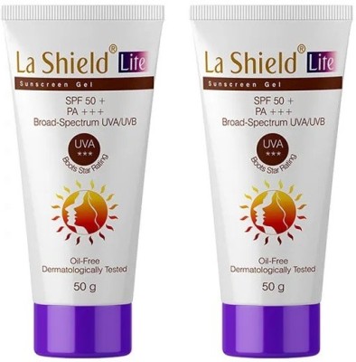 La Shield Sunscreen - SPF 50+ PA+++ Lite SPF 50+ & PA+++ Anti-Tanning Sunscreen Gel, 50g x 2(100 g)