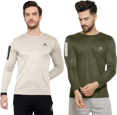 Cruister Sporty Men Round Neck Dark Green, Grey T-Shirt