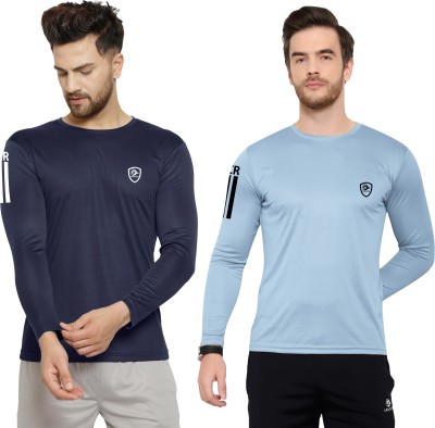 Cruister Sporty Men Round Neck Light Blue, Navy Blue T-Shirt