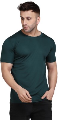 INDIZO Solid Men Round Neck Green T-Shirt