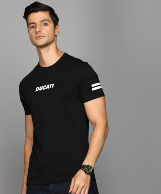 DUCATI Solid Men Round Neck Black T-Shirt