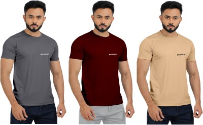 INDICLUB Solid Men Round Neck Multicolor T-Shirt