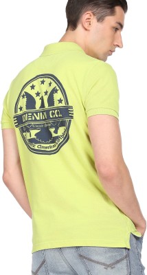 U.S. POLO ASSN. Printed Men Polo Neck Yellow T-Shirt
