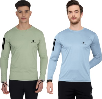 Cruister Sporty Men Round Neck Light Blue, Light Green T-Shirt