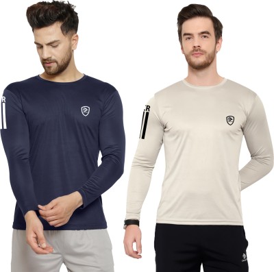 Cruister Sporty Men Round Neck Grey, Navy Blue T-Shirt