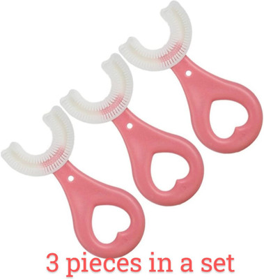 Rhea U shaped tooth brush for girls 2-9 yrs age Silicon smooth soft and hygienic Extra Soft Toothbrush(Pack of 3)