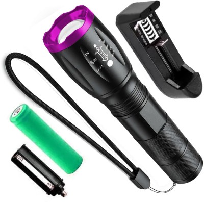 HI-BRIGHT Professional Powerful Adjustable Focus Rechargeable 800 Meter 5 Mode Torch 2 hrs Torch Emergency Light(Multicolor)