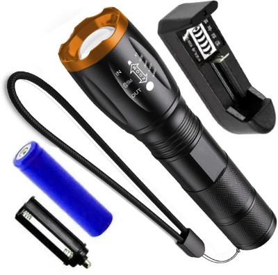 HI-BRIGHT Professional 5 Mode 800 Meter Powerful LED 15 W Flashlight Zoomable 2 hrs Torch Emergency Light(Multicolor)