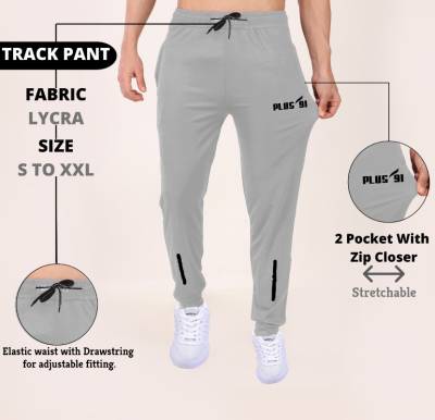 Plus91 Printed Men Grey Track Pants