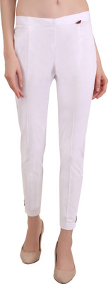 EZIA OUTFIT Slim Fit Women White Trousers