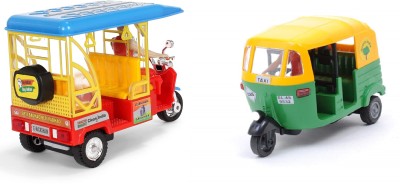 SABIRAT E-Rickshaw & CNG Auto For Kids, Pull Back Action Toys(Multicolor, Pack of: 2)
