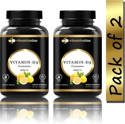Vitaminvine Calcium + Vitamin D Gummies Supplement for Kids, Men & Women (SD43)Pro(2 x 15 No)