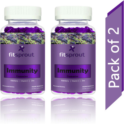 Fitsprout Immunity Booster Gummies for Adults & Kids with Vitamin C & Herbs (SD36)(2 x 30 Tablets)