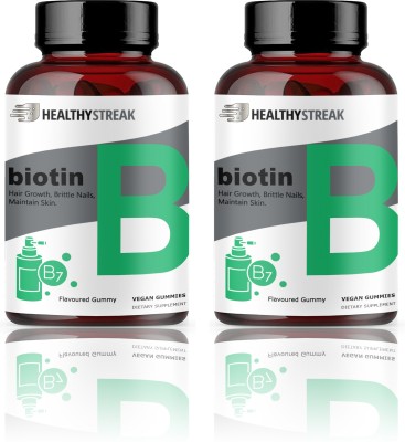 Healthy Streak Biotin Gummies for Hair Growth | Skin Glow & Longer Nails (SD19)Pro(2 x 30 Tablets)