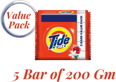 Tide White Detergent Bar Soap, Value Pack Detergent Bar(1000 g, Pack of 5)