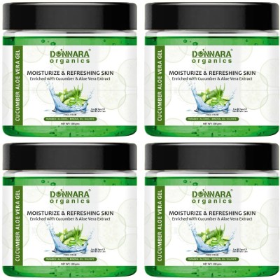 Donnara Organics Cucumber Aloe Vera Gel For Even Tone Skin Pack of 4 of 100 gms(400 g)
