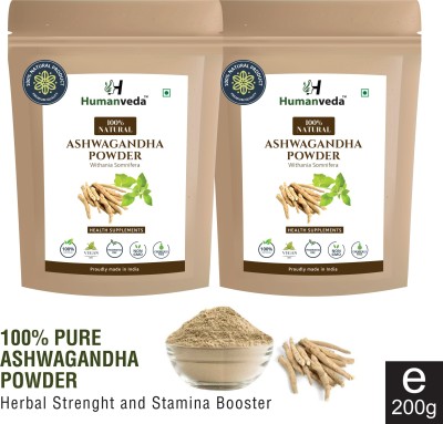 Humanveda Ashwagandha Powder for Stamina & Energy, 200 gm (pack of 2)(Pack of 2)