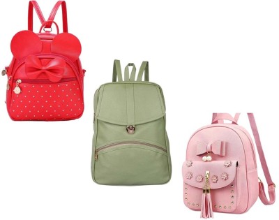 QUASHIMI COLLECTION BP-6-red-2in1+grn-psh-lck+pnk-jumka-pitthu-cmbo 6 L Backpack(Red, Green, Pink)