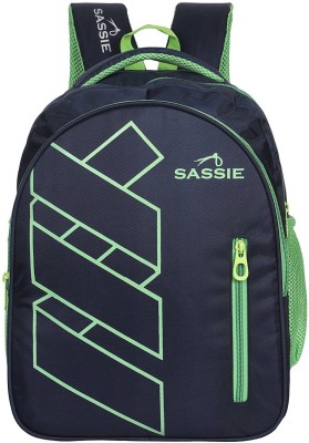 SASSIE Navy Blue Green Stylish School Bag & Laptop Bag with 3 Large compartments (SSN-1082) (Secondary 3rd Std Plus) Waterproof School Bag(Dark Blue, 41 L)