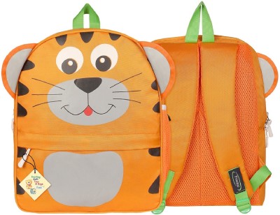Frantic PU Orange Tiger Velvet Backpack Bags for 2 to 5 Years Kids for School Backpack(Orange, 10 L)