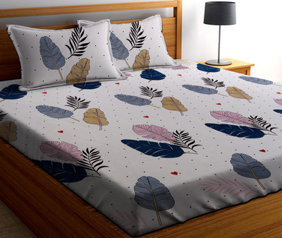 Amrange 210 TC Microfiber Double 3D Printed Flat Bedsheet(Pack of 1, Multicolor)