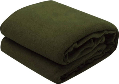 DCH Solid Single Fleece Blanket for  Mild Winter(Polyester, Dark Green)