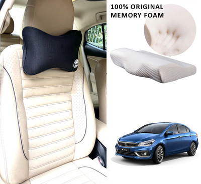 Oshotto Black Memory Foam Car Pillow Cushion for Maruti Suzuki(Rectangular, Pack of 2)