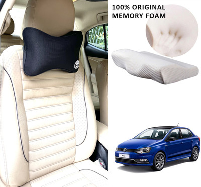 Oshotto Black Memory Foam Car Pillow Cushion for Volkswagen(Rectangular, Pack of 2)