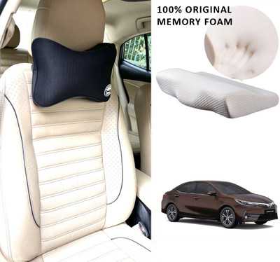 Oshotto Black Memory Foam Car Pillow Cushion for Toyota(Rectangular, Pack of 2)