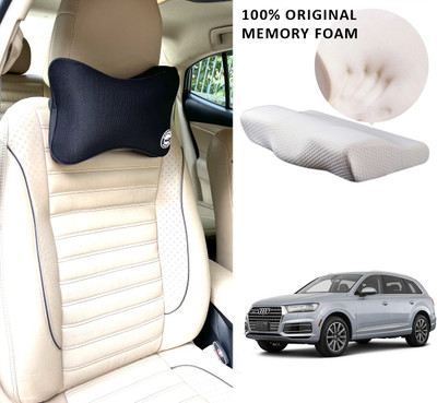 Oshotto Black Memory Foam Car Pillow Cushion for Audi(Rectangular, Pack of 2)