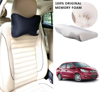 Oshotto Black Memory Foam Car Pillow Cushion for Honda(Rectangular, Pack of 1)