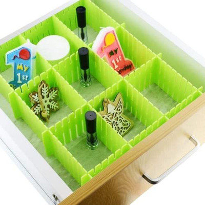 ARTH Adjustable Interlocking Drawer Clapboard Divider (8 Pc, Light Bottle Green) Drawer Divider(Plastic)
