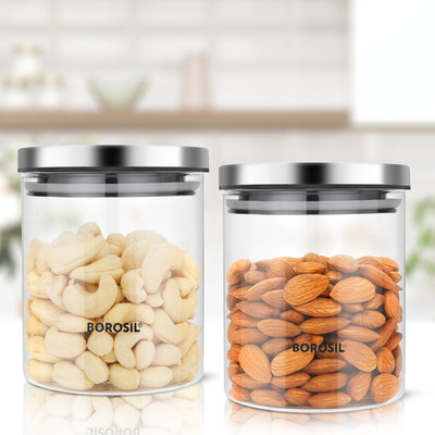 BOROSIL Glass Grocery Container  - 1200 ml(Pack of 2, Clear)